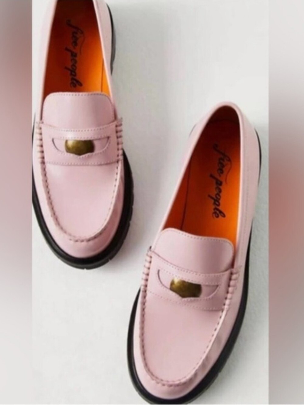 Free People Pink Liv Slip On Leather Loafer Size 38